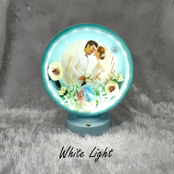 Premium LED Frame with Flowers - Round Sky Blue - Member Price