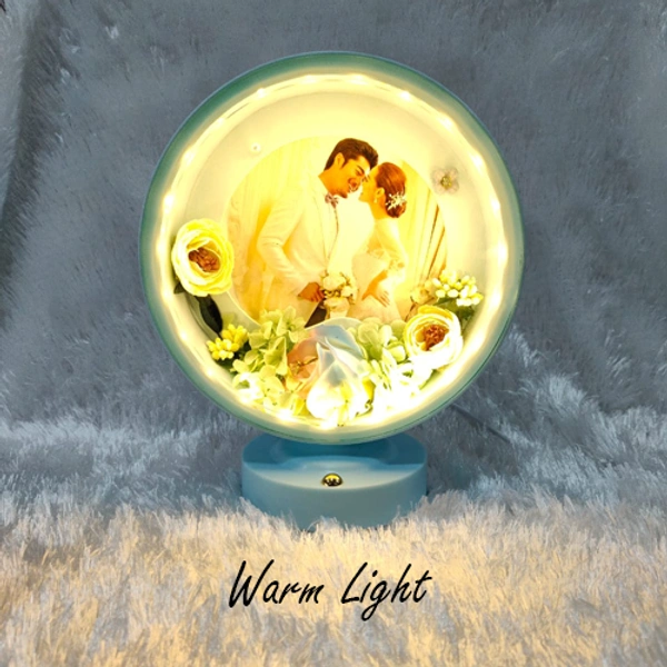 Premium LED Frame with Flowers - Round Sky Blue - Member Price