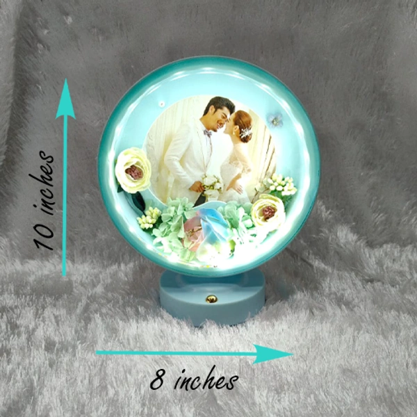 Premium LED Frame with Flowers - Round Sky Blue - Member Price