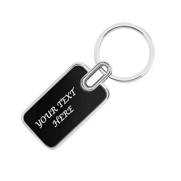 Premium Rectangle Metal Keychain – Black Finish - 100 Qty