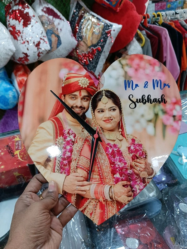 Heart shape Clock - Acrylic Glossy Photo Frame - Member Price