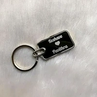 Premium Rectangle Metal Keychain – Black Finish - 100 Qty