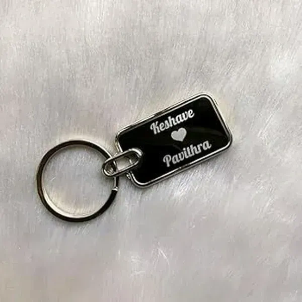 Premium Rectangle Metal Keychain – Black Finish - 100 Qty