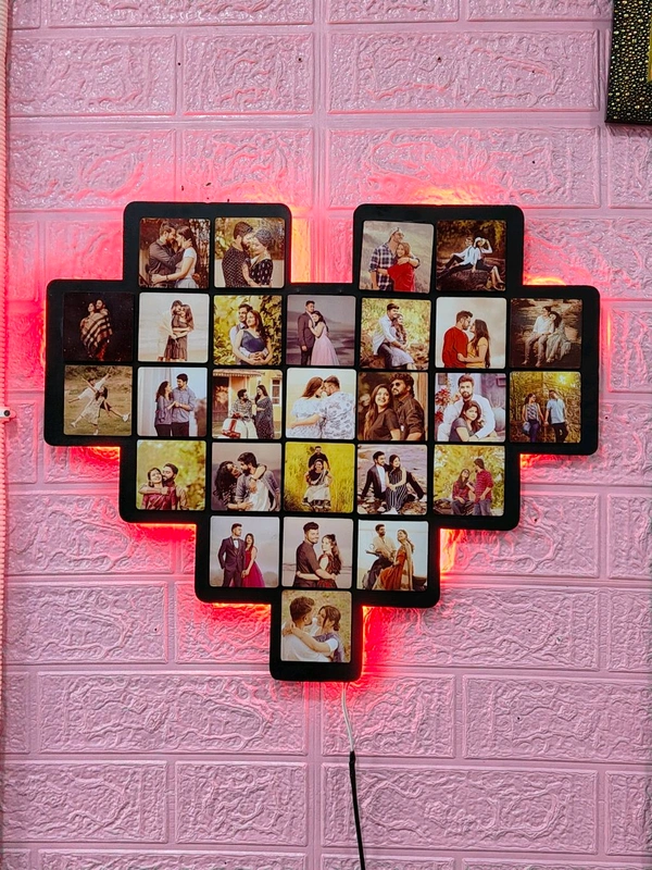 Heart LED Wall Collage with 27 Photos - Member Price