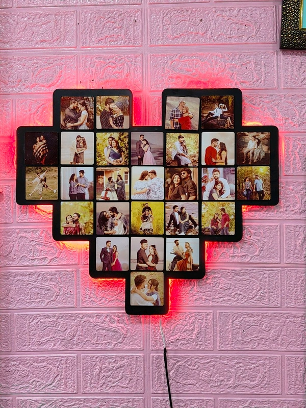 Heart LED Wall Collage with 27 Photos - Member Price