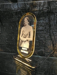 Photo Engraved Oval Shape Clear Acrylic With LED Base - Regular Price