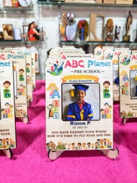 Personalized Pre-School Graduation MDF Photo Frame – ABC Planet Pre-School Theme - 50 Qty