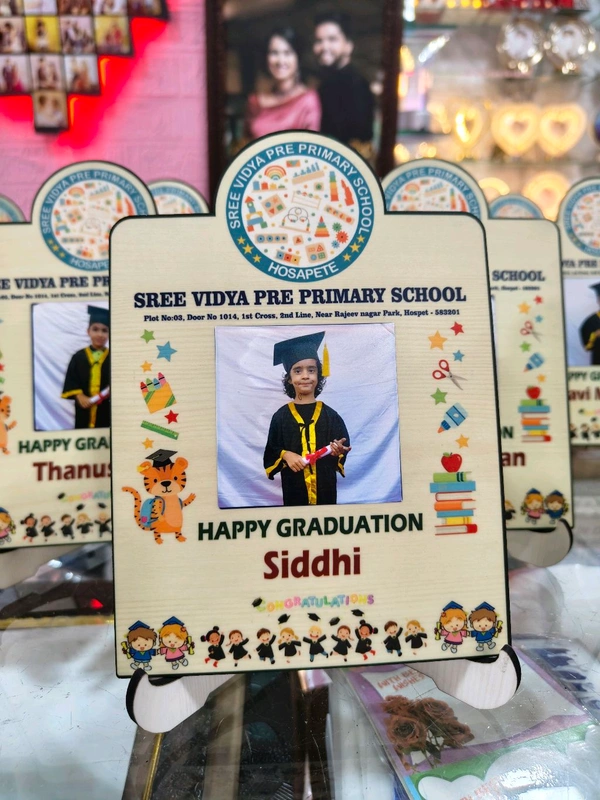 Personalized Pre-School Graduation MDF Photo Frame – Sree Vidya Pre-Primary School Theme - 50 Qty