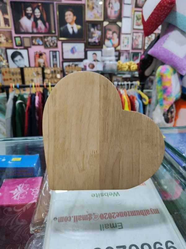 9x8" Inch - Heart Shape Engraved Wooden Plaque - Member Price