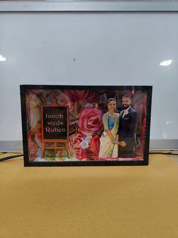 Couple with Floral Background - Miniature LED BOX MAZ07 - A4 size - Regular Price