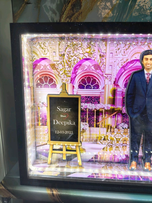 Couple with Palace Background Theme - Cutout Miniature LED BOX MAZ02 - A4 size - Member Price