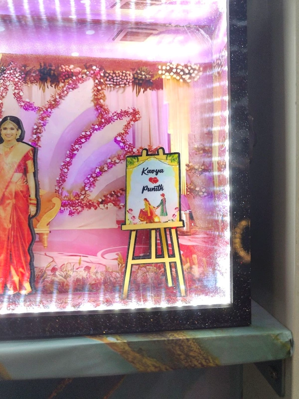 Couple with Grand Wedding Stage Background - Cutout Miniature LED BOX MAZ03 - A4 size - Member Price