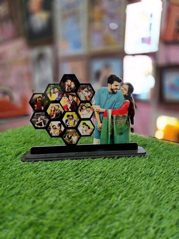 Hexa Collage with Side Standing Pic - Customized Cutout Frame - Regular Price