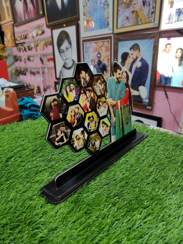 Hexa Collage with Side Standing Pic - Customized Cutout Frame - Regular Price