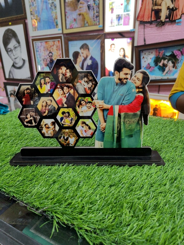 Hexa Collage with Side Standing Pic - Customized Cutout Frame - Regular Price