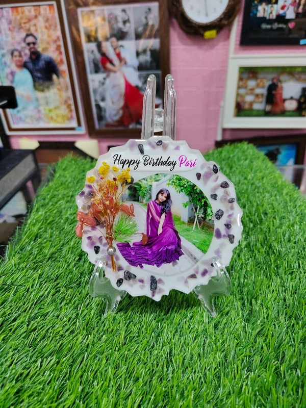 5" Inch Round Agate Mini Resin Frame - For Birthday - Regular Price