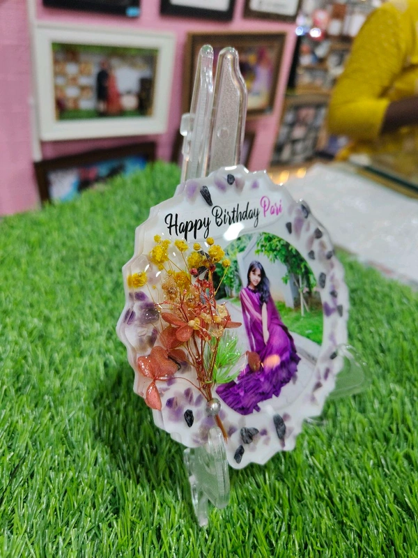 5" Inch Round Agate Mini Resin Frame - For Birthday - Regular Price