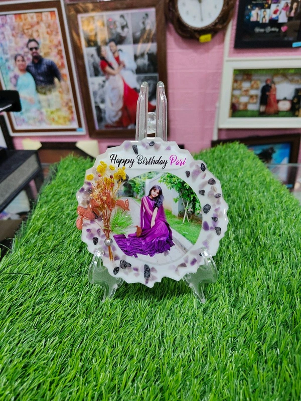 5" Inch Round Agate Mini Resin Frame - For Birthday - Regular Price