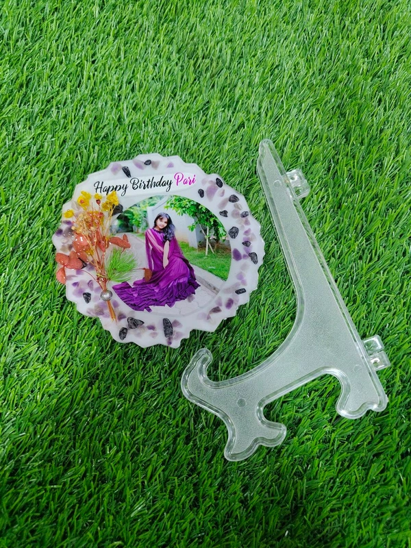 5" Inch Round Agate Mini Resin Frame - For Birthday - Regular Price