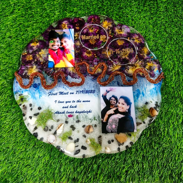 Floral Shape Double Theme Resin Frame - 12x12" Inch Size - Member Price