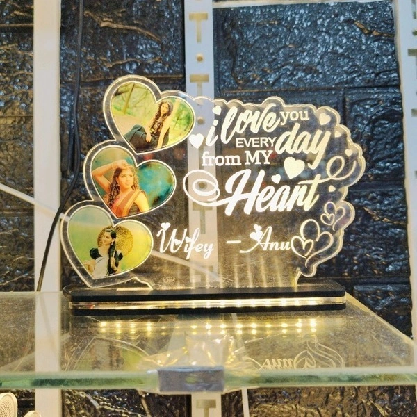 I Love you Wifey with 3 Pics Acrylic - Single LED - Member Price