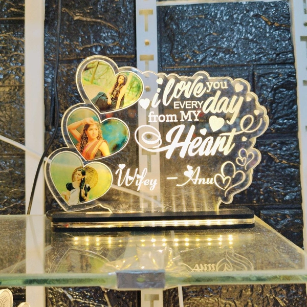 I Love you Wifey with 3 Pics Acrylic - Single LED - Regular Price