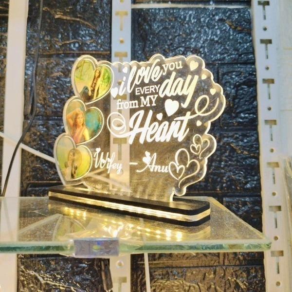 I Love you Wifey with 3 Pics Acrylic - Single LED - Member Price