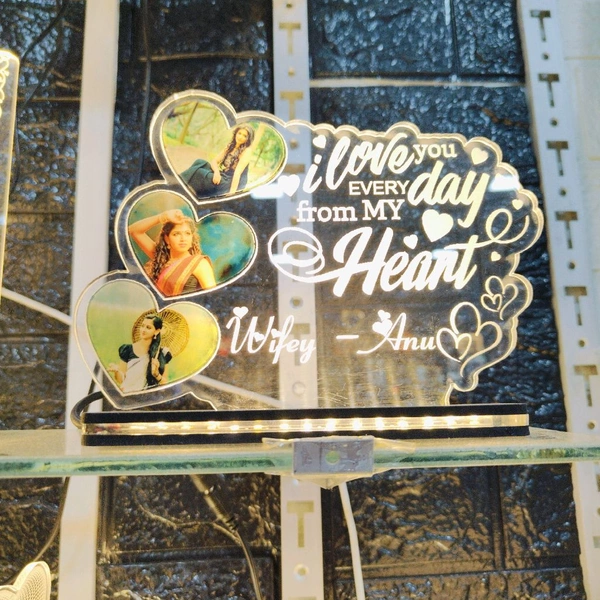 I Love you Wifey with 3 Pics Acrylic - Single LED - Regular Price