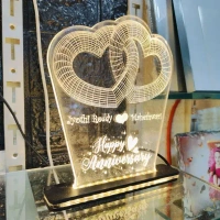 2 Hearts Together Acrylic - Single LED - Member Price
