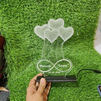 Heart Balloons Couple Text Acrylic - Single LED - Regular Price