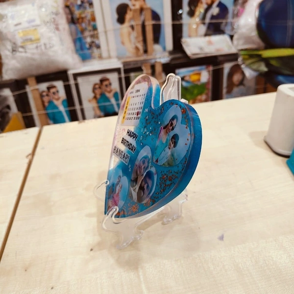 Heart Resin - 8" Inch Blue base Birthday theme - Regular Price