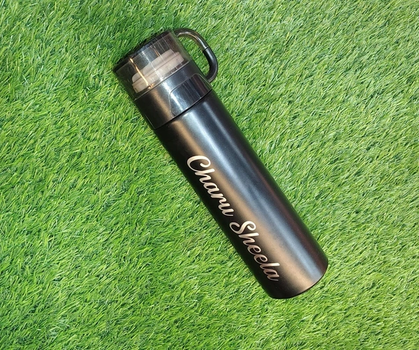 Engraved Matte Stainless Steel Bottle - Black Colour