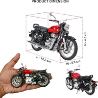Patna Toys Royal Scale Model Enfield Motorcycle Toy – Pull Back Action, Detailed Miniature Replica for Collectors and Enthusiasts Classic 350 Bullet Bike DIY Motorcycle Scale Model 1:15 Interchangeable Fuel Tanks, Convertible Seats (Assorted Colour)