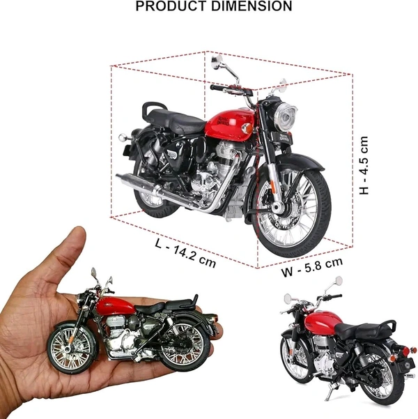 Patna Toys Royal Scale Model Enfield Motorcycle Toy – Pull Back Action, Detailed Miniature Replica for Collectors and Enthusiasts Classic 350 Bullet Bike DIY Motorcycle Scale Model 1:15 Interchangeable Fuel Tanks, Convertible Seats (Assorted Colour)
