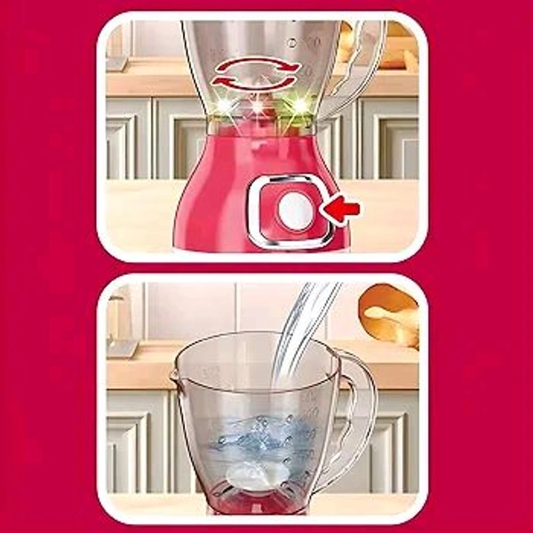 Patna Toys Kids Mini Juicer Playset with Spinning Blade, Lights, and Toy Fruits – Realistic Kitchen Appliance Set for Girls Best Gift for Kids