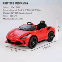 Hot Garage 12V Battery Operated Ride On Ferrari F8 Car for Kids with Remote Control With Smoke function (Red)