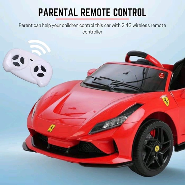 Hot Garage 12V Battery Operated Ride On Ferrari F8 Car for Kids with Remote Control With Smoke function (Red)