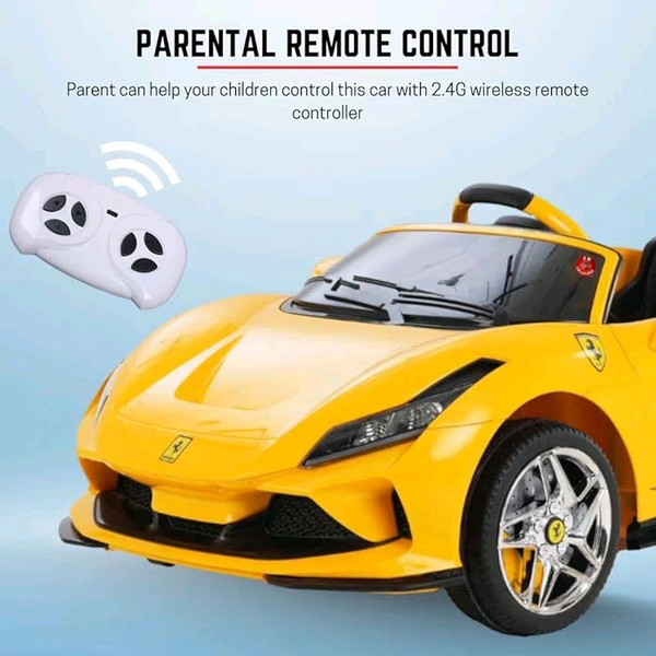 HOT GARAGE Hot Garage 12V Battery Operated Ride On Ferrari F8 Car for Kids with Remote Control With Smoke function (Yellow)