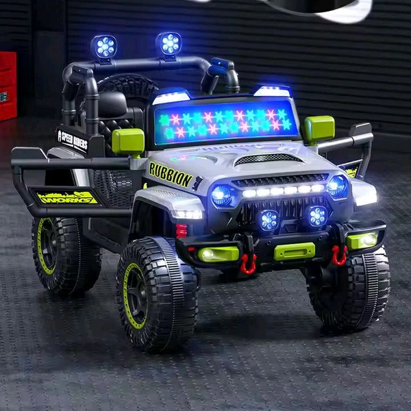 HOT GARAGE Hot Garage 12V Electric Ride-On Truck for Kids: Ride on Jeep with Parental Remote Control,Openable Doors, Music & MP3 Connectivity - Safe & Durable Electric VehicleToy for Girls Boys(Grey)
