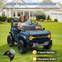 Hot Garage 2 Seater Ride On Car for Kids, 24v Licensed Ford Bronco Raptor Electric Power Ride On Truck Toy with Remote Control, 4 Wheels Shock Absorption, Soft Start, Bluetooth, Radio, 3 Speed - Blue
