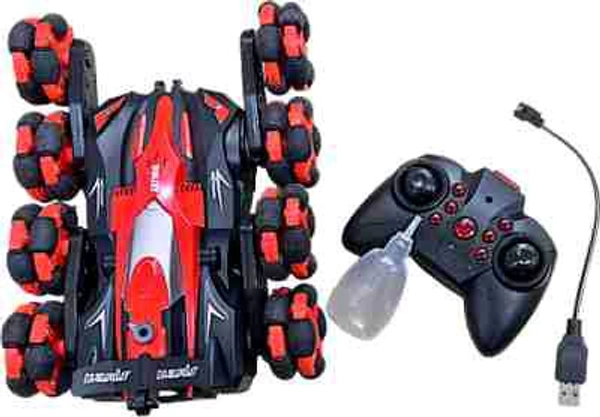 Patna Toys RC Car, Radio Controled Car, Remote Control Cars for Boys Rc Stunt Cars Led 2.4 Ghz Indoor Outdoor Transform Double Sided Car with 360 Flips Rotating Rc Crawler Wheels (Red)