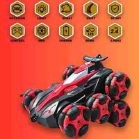 Patna Toys RC Car, Radio Controled Car, Remote Control Cars for Boys Rc Stunt Cars Led 2.4 Ghz Indoor Outdoor Transform Double Sided Car with 360 Flips Rotating Rc Crawler Wheels (Red)