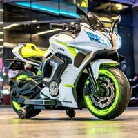 HOT GARAGE Hot Garage R9 Rechargeable PL 6655 12V Battery Operated Ride On Bike for Kids, Fun Electric Bike for Outdoor Adventures | Safe and Fun Kids' Ride-On Toy |1 to 12 Years Green & White Jumbo Size 