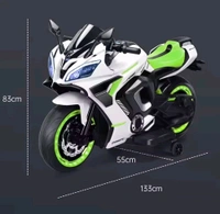 HOT GARAGE Hot Garage R9 Rechargeable PL 6655 12V Battery Operated Ride On Bike for Kids, Fun Electric Bike for Outdoor Adventures | Safe and Fun Kids' Ride-On Toy |1 to 12 Years Green & White Jumbo Size 