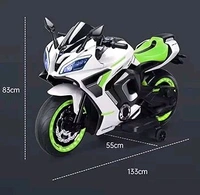 HOT GARAGE Hot Garage R9 Rechargeable PL 6655 12V Battery Operated Ride On Bike for Kids, Fun Electric Bike for Outdoor Adventures | Safe and Fun Kids' Ride-On Toy |1 to 12 Years Green & White Jumbo Size 