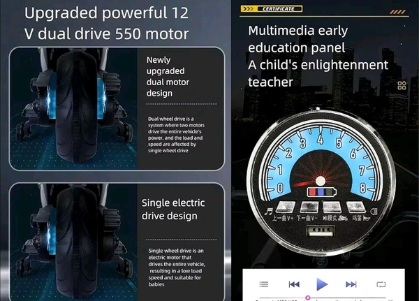 HOT GARAGE Hot Garage R9 Rechargeable PL 6655 12V Battery Operated Ride On Bike for Kids, Fun Electric Bike for Outdoor Adventures | Safe and Fun Kids' Ride-On Toy |1 to 12 Years Green & White Jumbo Size 