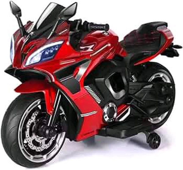 HOT GARAGE Hot Garage R9 Rechargeable PL 6655 12V Battery Operated Ride On Bike for Kids, Fun Electric Bike for Outdoor Adventures | Safe and Fun Kids' Ride-On Toy |1 to 6 Years Red