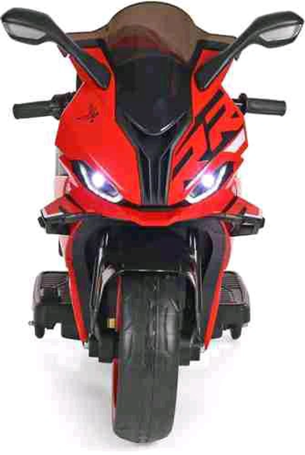 Hot Garage Super Bike | Biggest Bike | 12V/8AH Battery | 45W Two Motors | Hand Accelerator | USB/MP3 | English Rhymes | LED Lit Wheels | English Music | BIS Certified | (Red) (3-12 Years)
