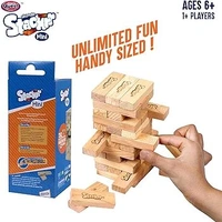 SKOODLE Stackrr Tumbling Tower Game with 39 Precision Wooden Blocks of Premium Beachwood, Fun Game for Adults and Kids, 1 or More Players (Mini)
