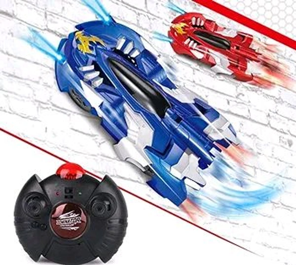 Patna Toys Gravity Defying RC Car Wall Climbing Remote Control Anti Ceiling Racing Toy, Dual Mode 360° Rotating LED Head RC Stunt Car (RED)
